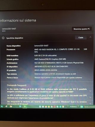 Lenovo 320 15 Ast - Ottime Condizioni