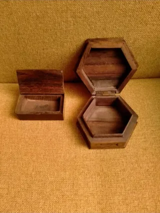 2 Cajas Adorno Joyero Madera