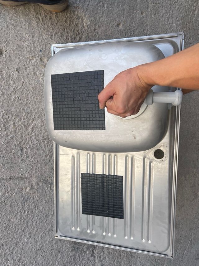 Fregadero cocina metal plateado