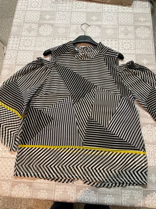 Camicia donna fantasia righe giallo nero