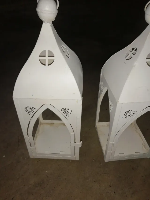 2 portacandele in metallo bianco