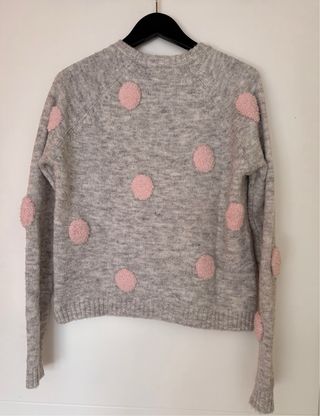 Jersey Bershka gris y rosa Talla M