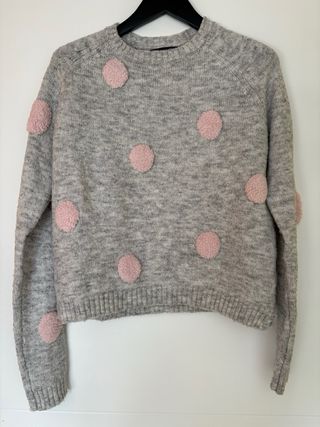 Jersey Bershka gris y rosa Talla M