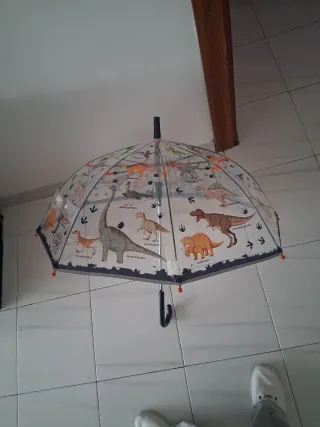 Paraguas infantil dinosaurios transparente