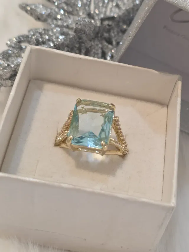 Anillo +pendientes Aguamarina 