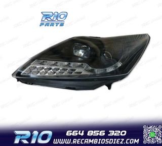 FAROS FORD FOCUS 08- LUZ DIURNA LED NEGRO