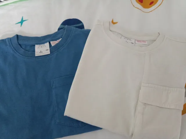 Pack 2 Camisetas Zara Manga Corta Talla 4 algodon