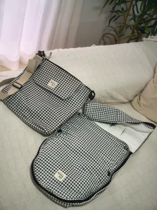 Saco Walking Mum y bolso estampado cuadros