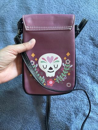 Bolso móvil calavera flores morado