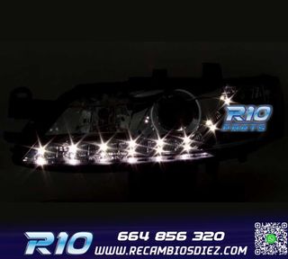 FAROS PARA OPEL VECTRA B 96-98 LUZ DIURNA LED FONDO NEGRO
