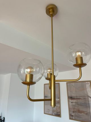 Lámpara colgante metal y cristal