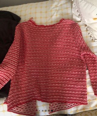 Chaqueta jaspeada roja y blanca