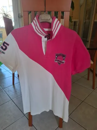 Polo uomo rosa e bianco