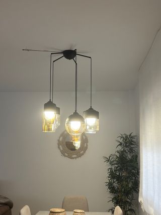 Lámpara colgante cristal y metal