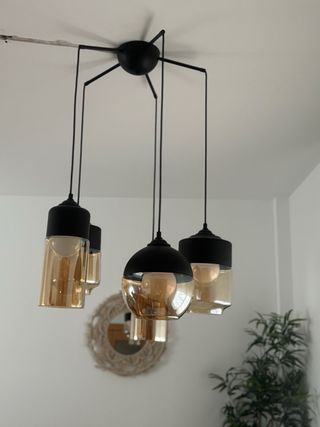 Lámpara colgante cristal y metal