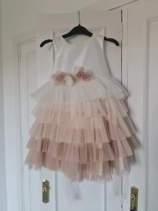 Vestido Ceremonia Niña Alta Costura Rosa/Blanco