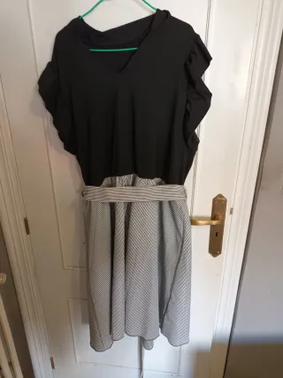 Vestido informal mujer negro y gris