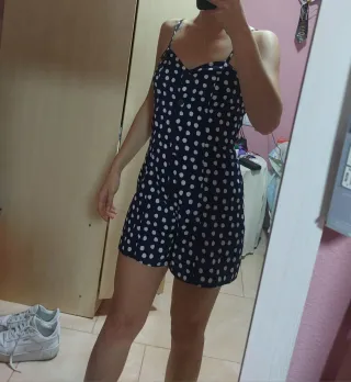 Mono corto Primark lunares azul y blanco T.XXS