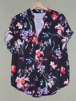Blusa floral negra mujer talla L