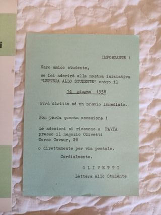 OPUSCOLO completo 1958 Olivetti LETTERA  STUDENTE