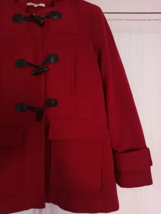 Abrigo paño rojo tipo parka