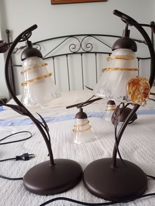 Conjunto 3 Lámparas Forja y Cristal