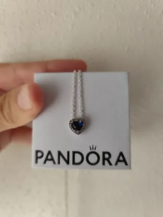 Collar Pandora Corazón Azul Circonitas Plata