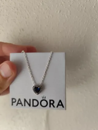 Collar Pandora Corazón Azul Circonitas Plata