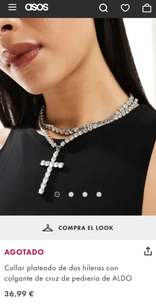 Collar plateado ASOS, 2 hileras con cruz.COSTÓ 37€