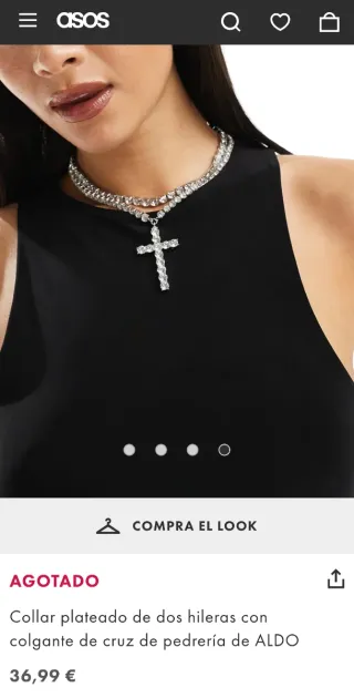 Collar plateado ASOS, 2 hileras con cruz.COSTÓ 37€