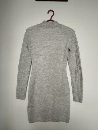 Vestido punto gris con abertura Talla S