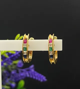 Pendientes Oro 18kt Cierre Catalán Multicolor