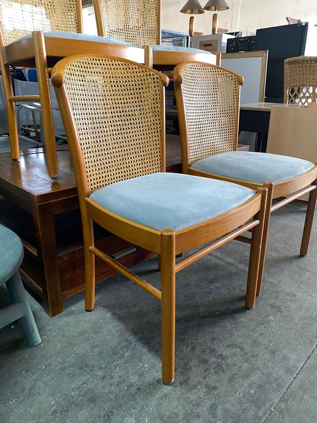 Juego de 4 Sillas Caña y Madera