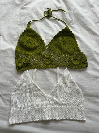 Pack 2 Tops Crochet Verde y Blanco