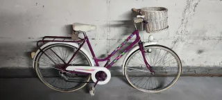 Bicicleta Morada con Cesta y Portabultos