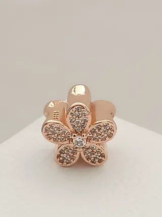 Charm Flor plata de Oro Rosa Circonitas