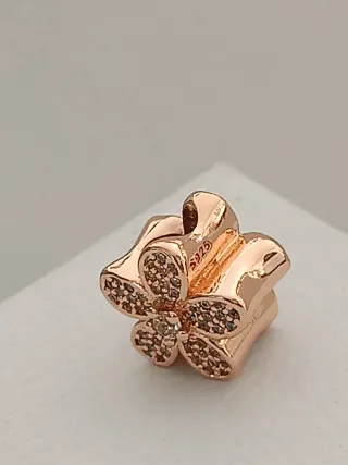 Charm Flor plata de Oro Rosa Circonitas