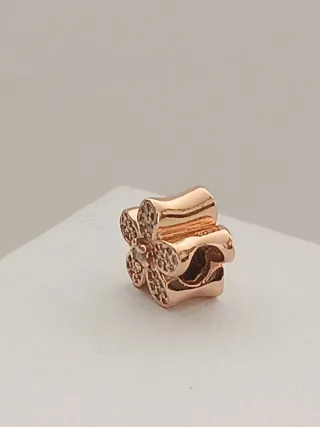 Charm Flor plata de Oro Rosa Circonitas