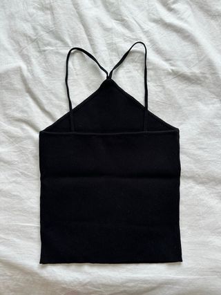 Top halter canalé negro Zara