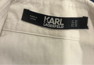 Camisa Karl Lagerfeld Blanca con Lazo Negro