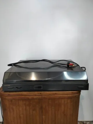 Toca discos vinilo negro y gris