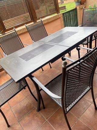 Mesa Acero Inoxidable y 6 Sillas Exterior