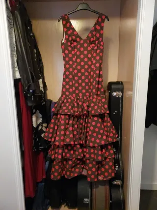 Vestido Flamenco Marrón y Rojo