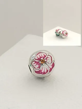 Clip Flor Rosa y Plata de ley