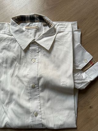 Camisa Burberry Hombre Talla M Beige/Blanco
