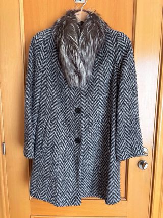 Abrigo de mujer lana vintage talla M cuello zorro
