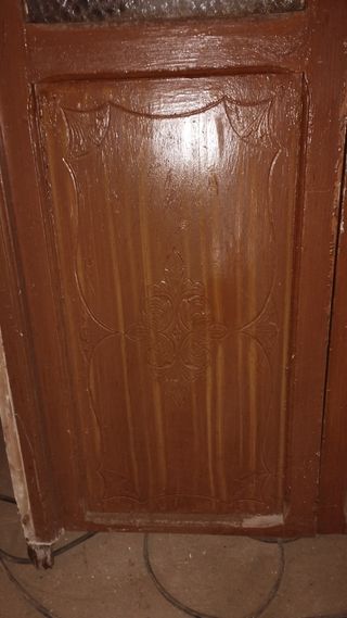 Puerta de madera antigua con cristales 100x220cm