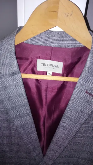 Celopman Chaqueta Gris Cuadros Talla 50
