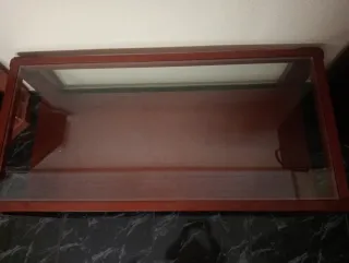 Mesa centro madera maciza y cristal