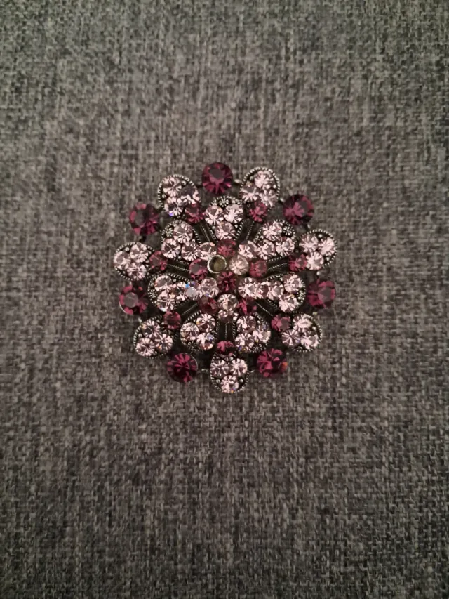 Broche Vintage Pedrería Rosa y Morado